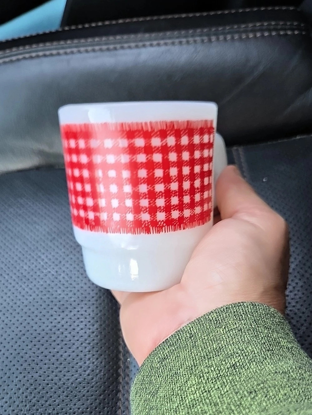 Anchor Hocking Fire-King Red Gingham Stacking Mug